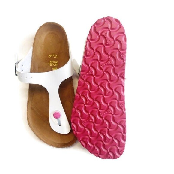 Birkenstock Gizeh Thong Sandals White Patent Sole Pink EU 35 Womens Size 4-4.5 - Picture 9 of 11